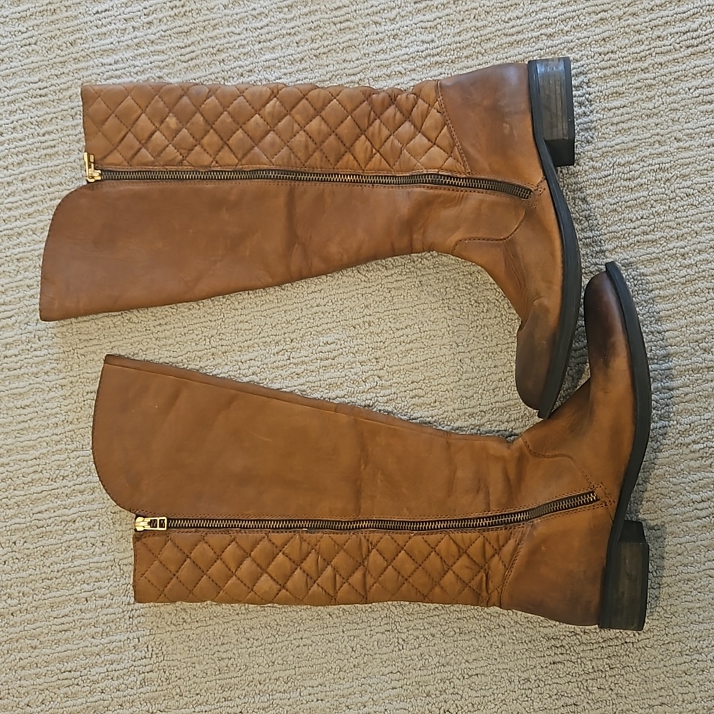 Steve Madden Northside Cognac Tan Brown Leather Moto Boot Size 10